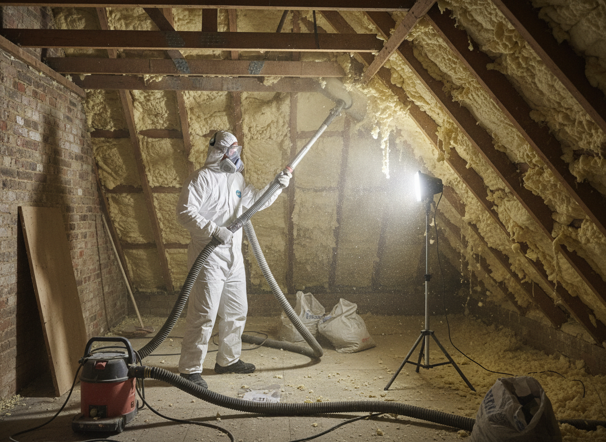 Attic spray foam removal in Taunton